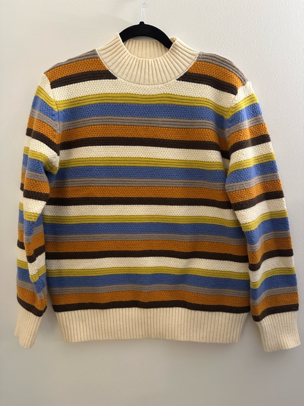 QED London Retro Stripe Knit Sweater - Cream Multi - Size XS/S - 70s Style